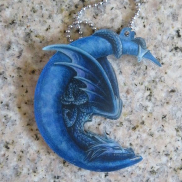 nwot BLUE Moon & DRAGON Keychain Bag Charm (K306) - Picture 3 of 3